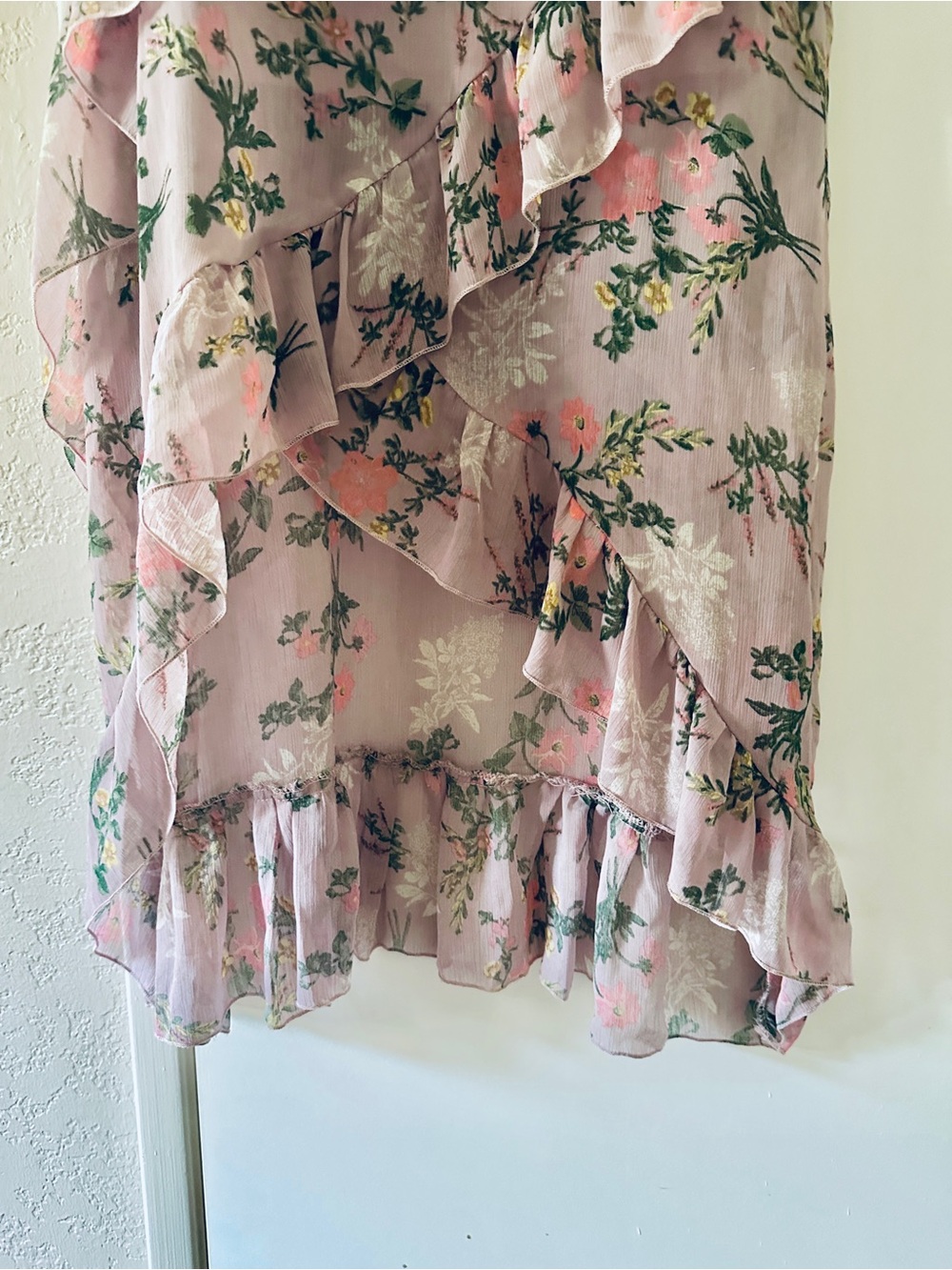 Asymmetrical Ruffle Dress-Size Small -Dusty Pink Floral -by New Look - Picture 5 of 12